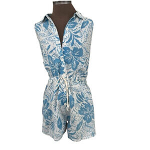 Vintage 80s Floral Justin Allen Medium Romper Shorts Playsuit